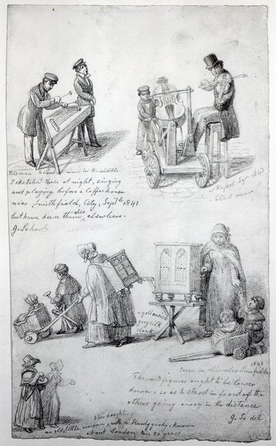 Musicisti per le strade di Londra, 1841-43 da George Snr Scharf